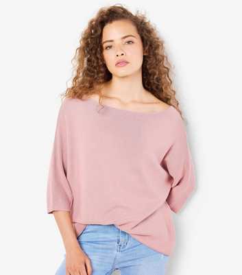 Apricot Light Pink Knitted Batwing Top