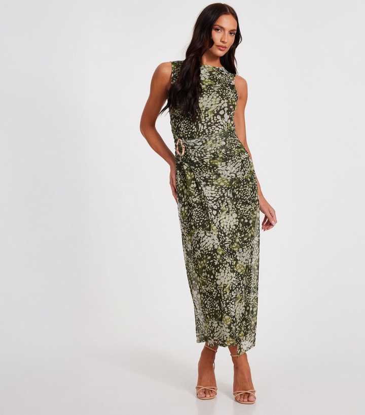 Maxi Dress Quiz Green Leopard Print Dress QUIZ Green Animal Print