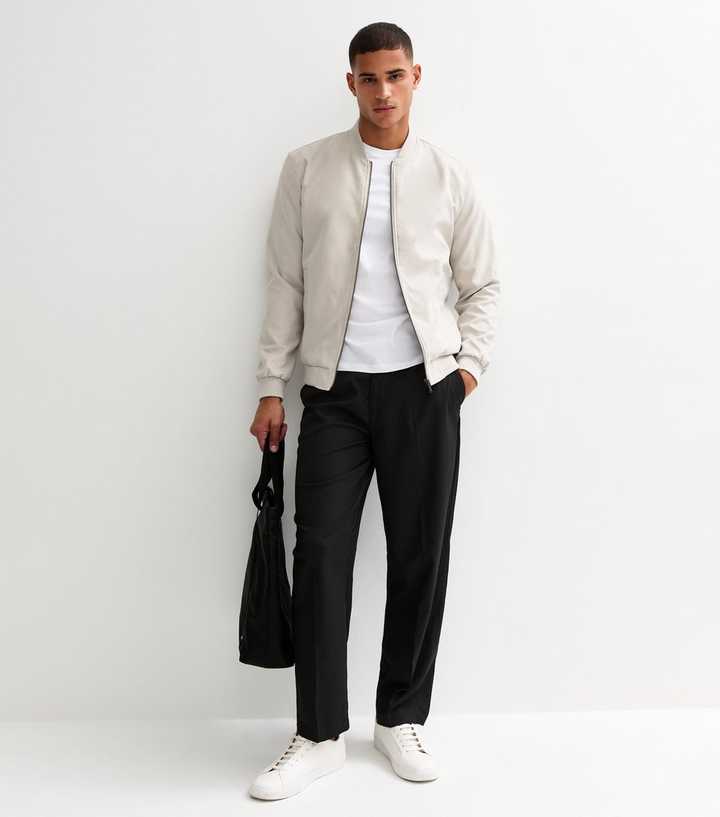 Only & Sons Off White Faux Suede Bomber Jacket