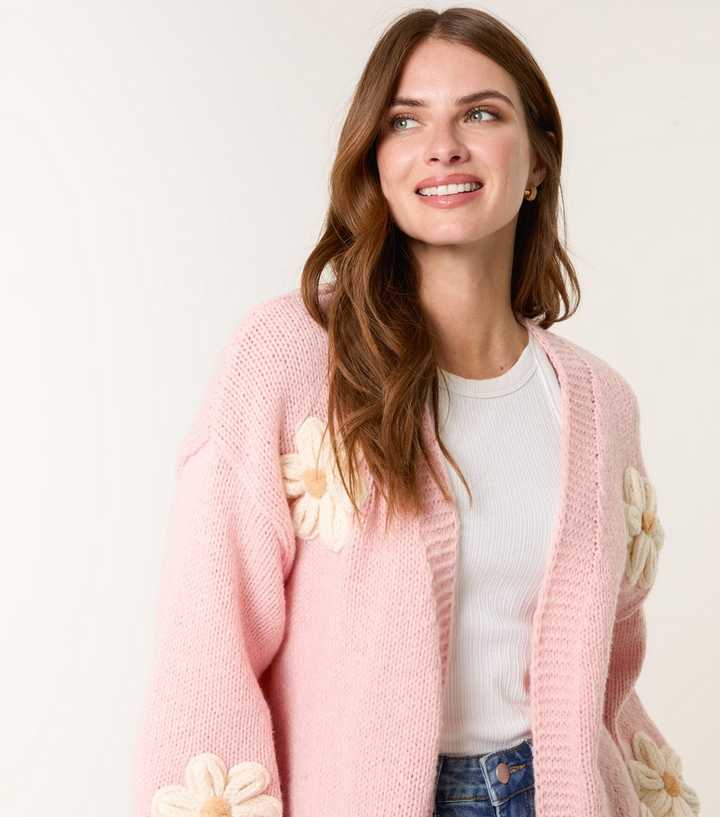 Blue Vanilla Light Pink Daisy Flower Cardigan
