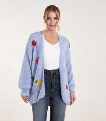 Blue Vanilla Blue Embroidered Fruit Cardigan