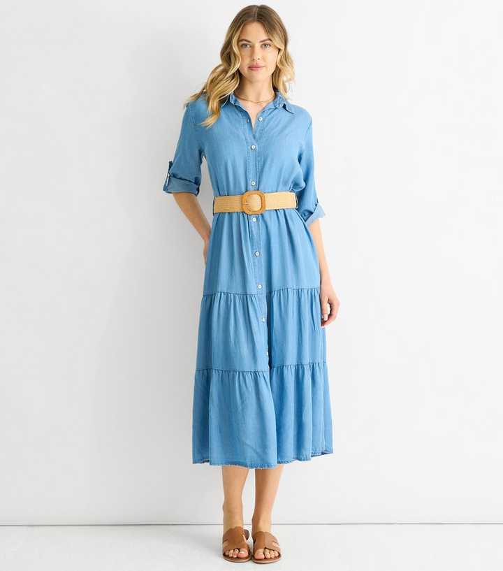 Gini London Blue Denim Look Shirt Dress