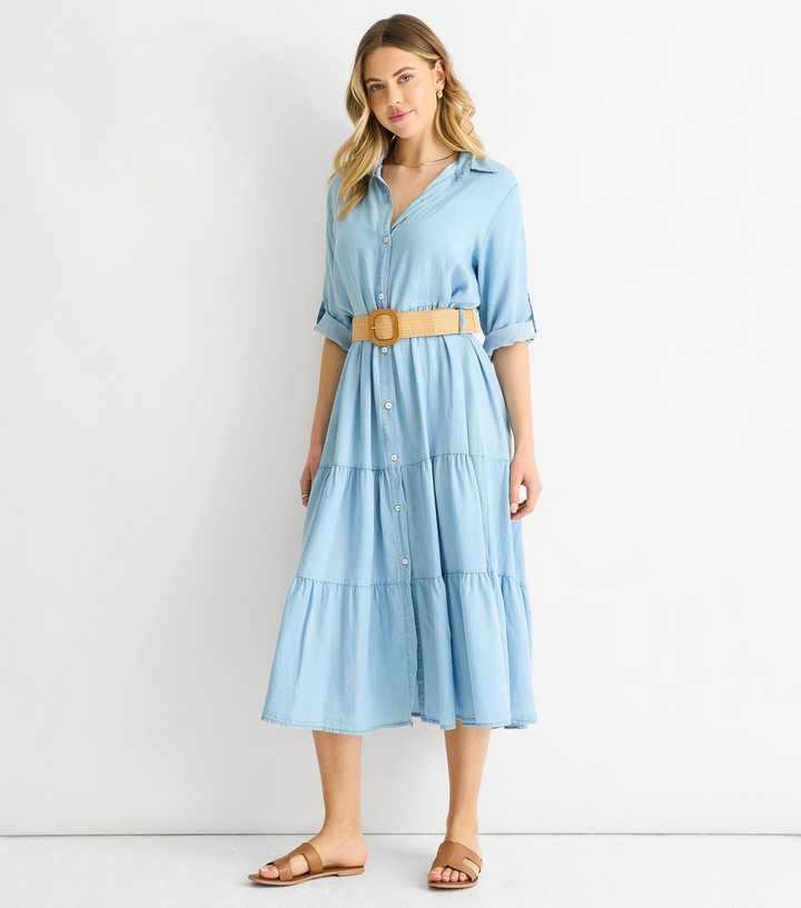 Gini London Blue Denim Look Shirt Dress
