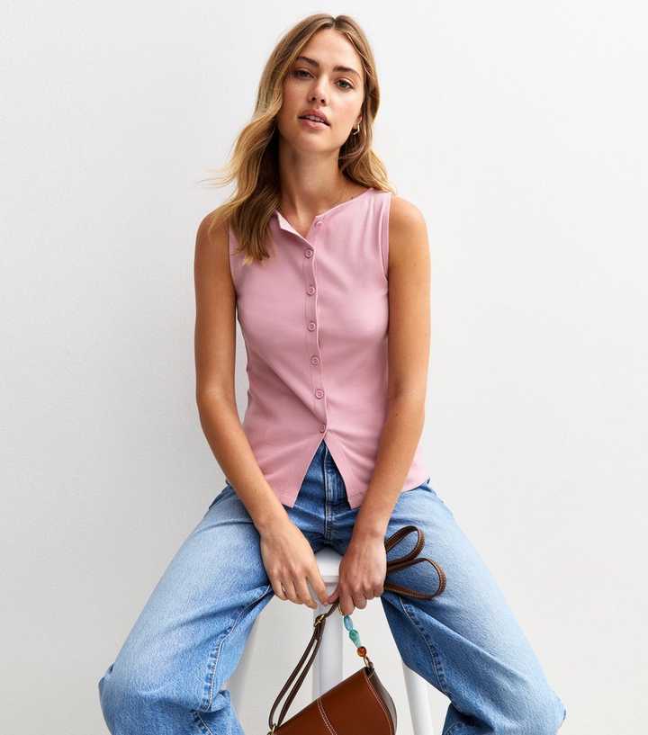 Pink Button Up Vest
