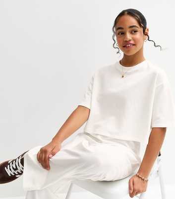 Girls Off White Short Sleeve Sweatshirt