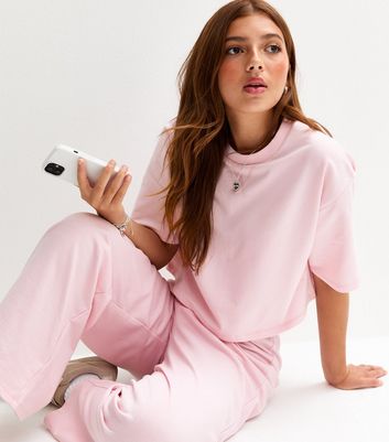 Girls Light Pink Short Sleeve Sweatshirt