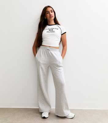 Girls Grey Seam Detail Wide Leg Joggers