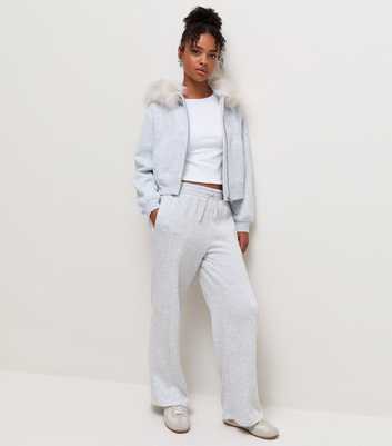 Girls Grey Seam Detail Wide Leg Joggers