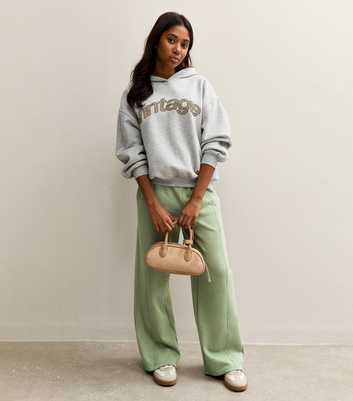 Girls Light Khaki Seam Detail Wide Leg Joggers