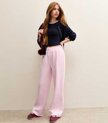 Girls Pink Seam Detail Wide Leg Joggers