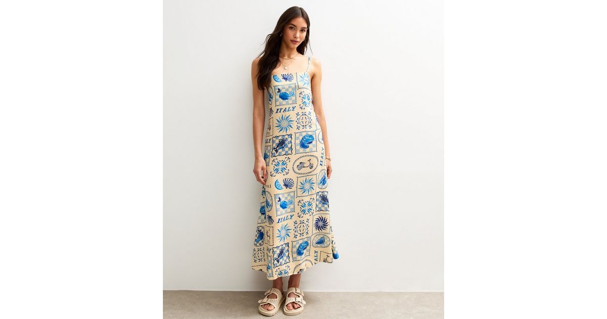knee length dresses for ladies Quant Dress Persian Tile Lapis - Smocked Midi Dress main image 1