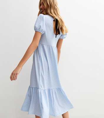 Blue Gingham Bow Back Midi Dress