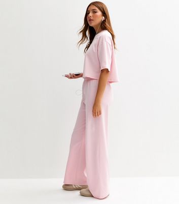 Girls Pink Wide Leg Joggers