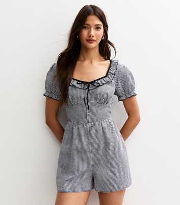 Black Gingham Tie Back Playsuit