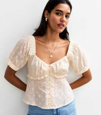 Cream Polka Dot Milkmaid Top