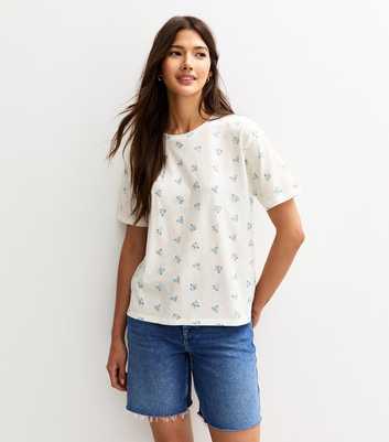 Cream Rose Print Jersey T-Shirt