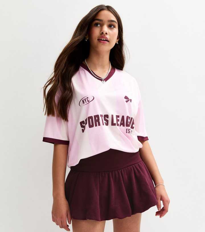 Girls Dark Burgundy Puffball Skort