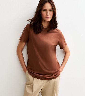 Dark Orange Colour Jersey Burnt Orange Relaxed Jersey T-Shirt New Look