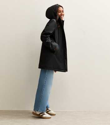 Girls Black Hooded Padded Jacket