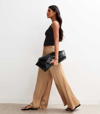 Camel Satin Palazzo Trousers