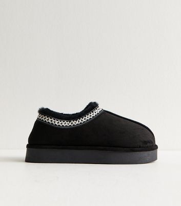 靴  SLIPPER SUEDE CROSS BLACK Men's Cross Strap Suede Black Comfort Slipper