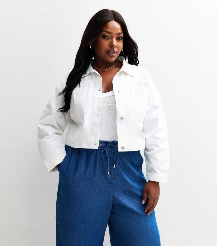 Urban Bliss Curve White Patch Pocket Cropped Jacket