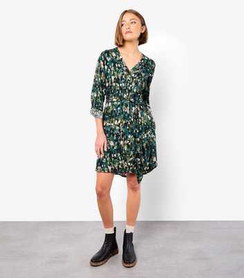 Apricot Green Button Through Mini Shirt Dress