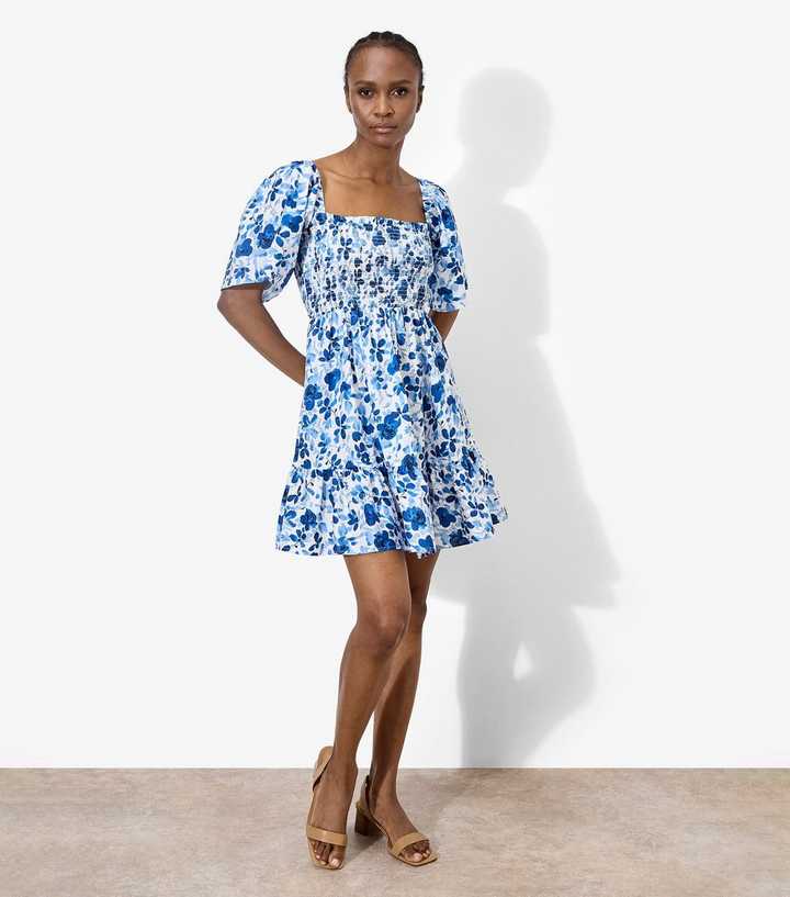 princess polly baby blue dress GORGLITTER Women's Floral Summer Mini Dresses Milkmaid Cami Short Dress  Skater Tie Shoulder Beach Vacation A Line Dresses Blue S : Amazon.co.uk: