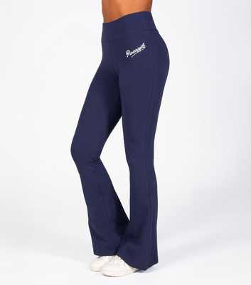 Pineapple Navy Logo Print Flared Trousers