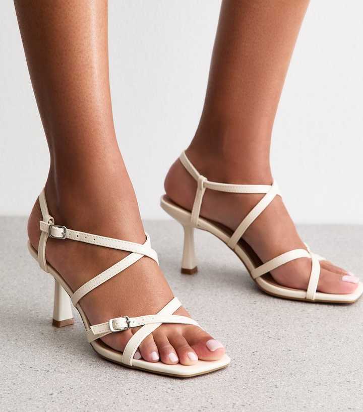 Stiletto New Look White Strappy Heels Off White Faux Leather