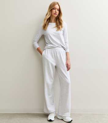 Light Grey Elasticated Waist Wide Leg Joggers