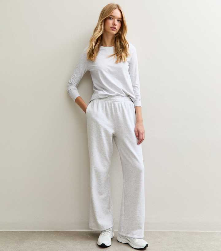 Light Grey Elasticated Waist Wide Leg Joggers