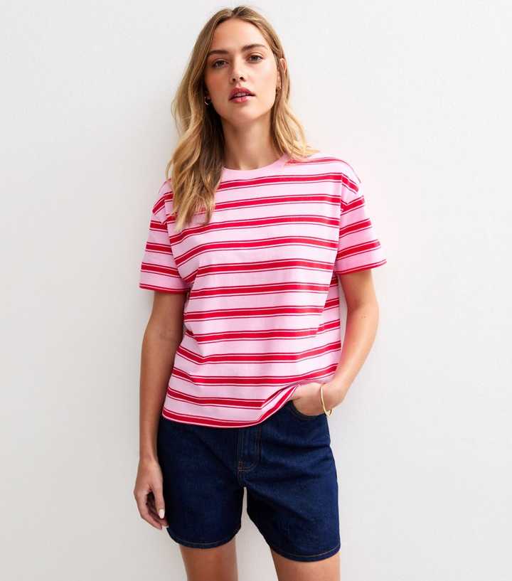 Red Short Sleeve Striped T-Shirt