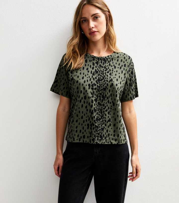 Green Abstract Print Short Sleeve T-Shirt