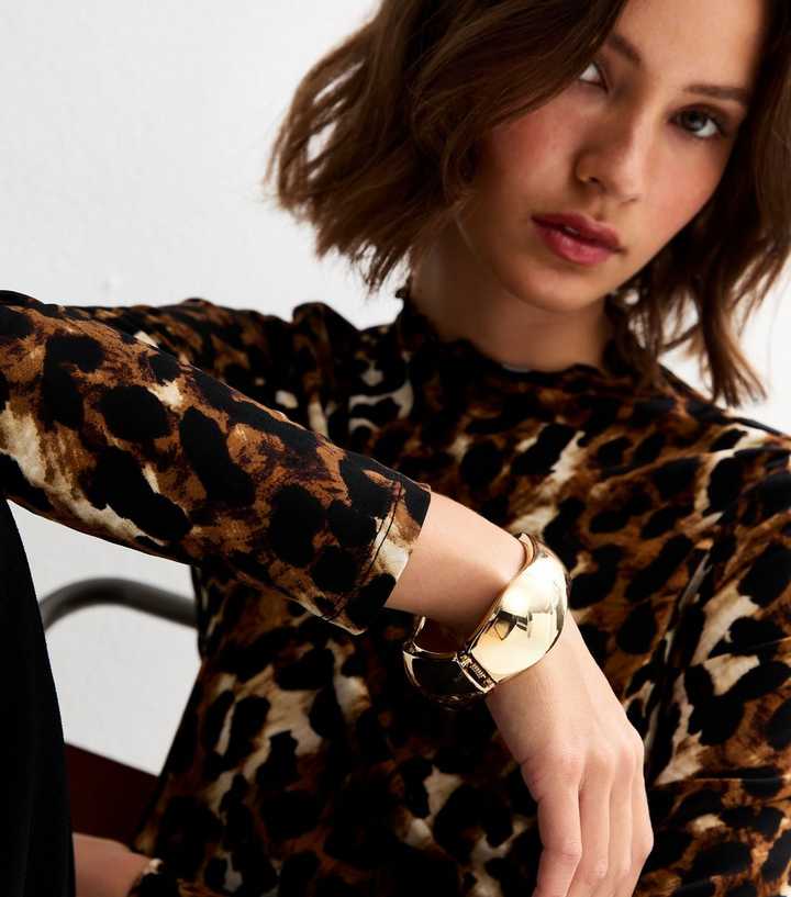 Gold Tone Chunky Hinged Cuff Bracelet