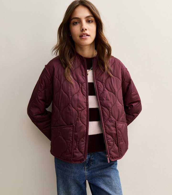 Burgundy Quilted Padded Jacket