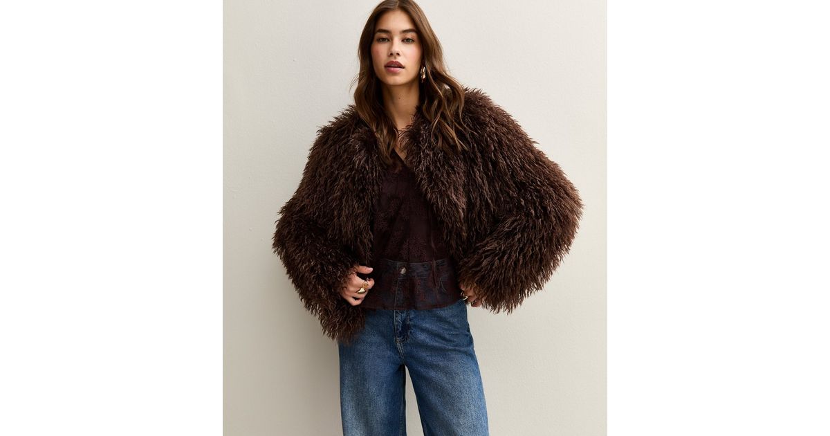 Brown Faux Fur Coat | New Look