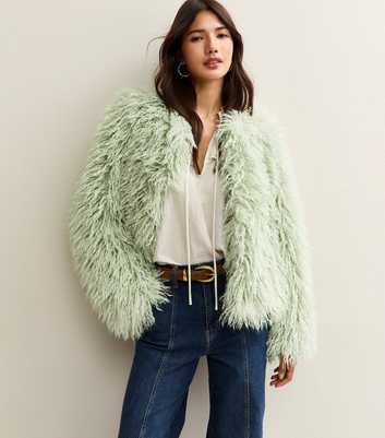 Light Green Faux Fur Coat