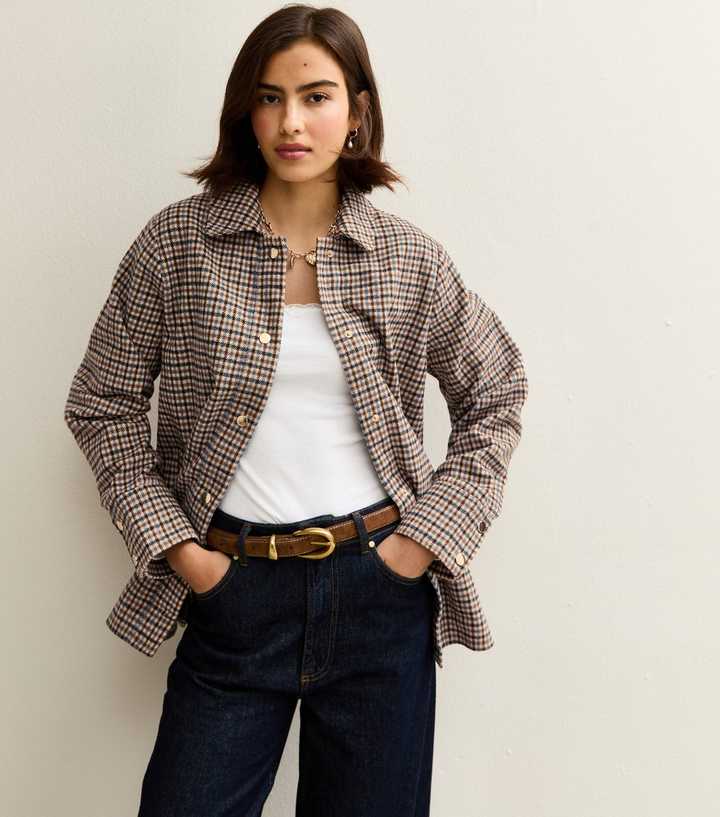 Brown Checked Shacket