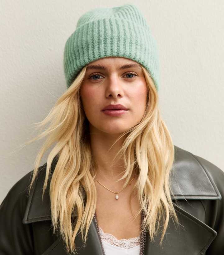 Blue Chunky Ribbed Knit Beanie