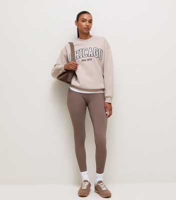 Brown Seamless Ribbed Jersey Leggings