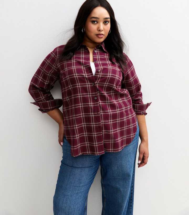 Curves Red Checked Long Sleeve Shirt