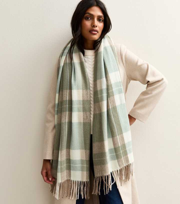 Green Midweight Checked Scarf