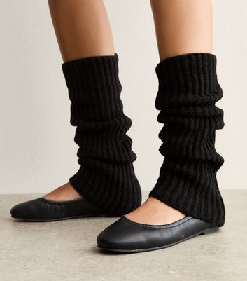 Black Ribbed Legwarmers New Look