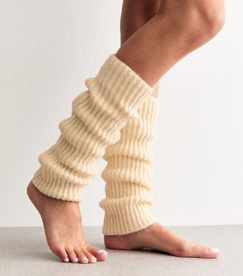 Cream Ribbed Legwarmers New Look