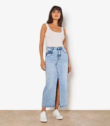 Apricot Blue Denim Maxi Skirt