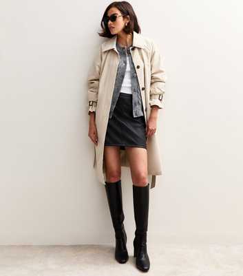 Black Faux Leather A-Line Mini Skirt