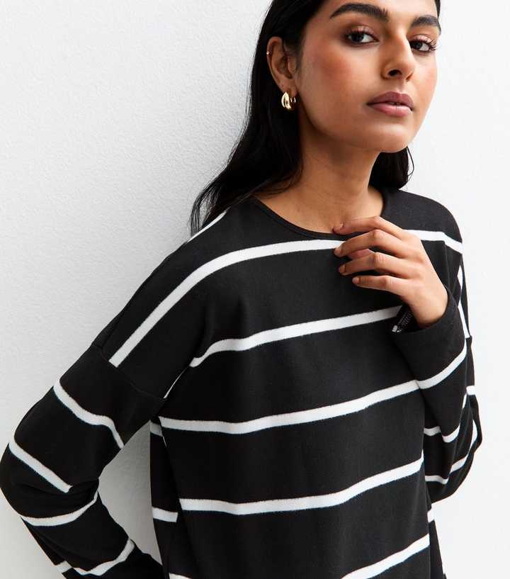 Black Soft Touch Striped Long Sleeve Top