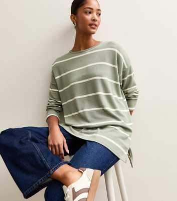 Green Soft Touch Striped Long Sleeve Top