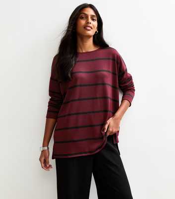 Red Soft Touch Striped Long Sleeve Top